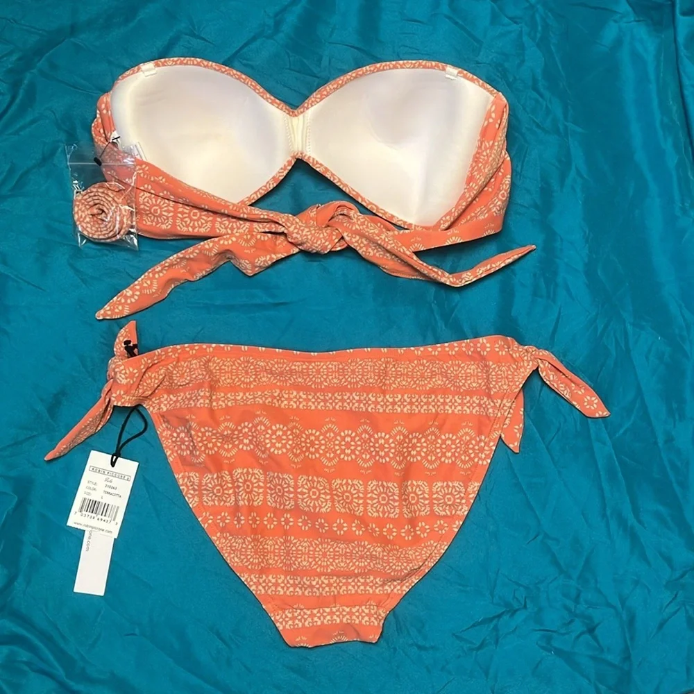 New Robin Piccone Isla Bikini Pink Geo Print Size‎ L - Picture 2 of 6